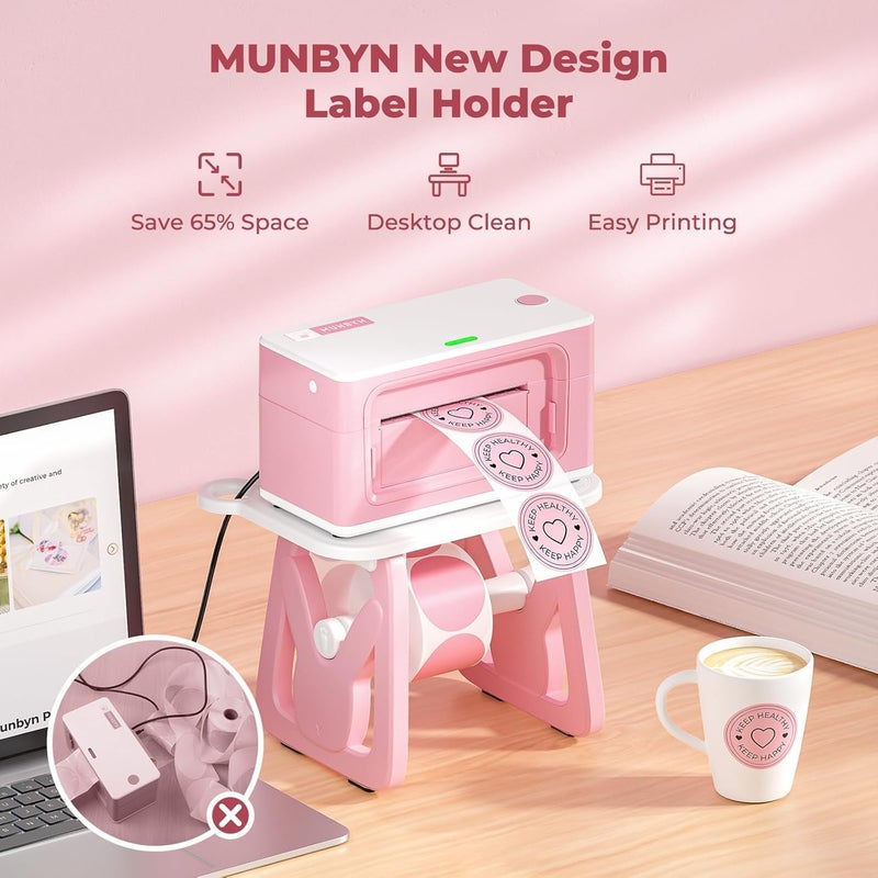 MUNBYN Label Holder for Rolls and Fanfold Labels, Thermal Sticker Holder for Desktop Thermal Printer, Accessory Supplies for Home, Office, Small Business - Image 2